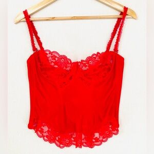 Vintage Dolores by Poirette Red Lace Bustier Corset Top
